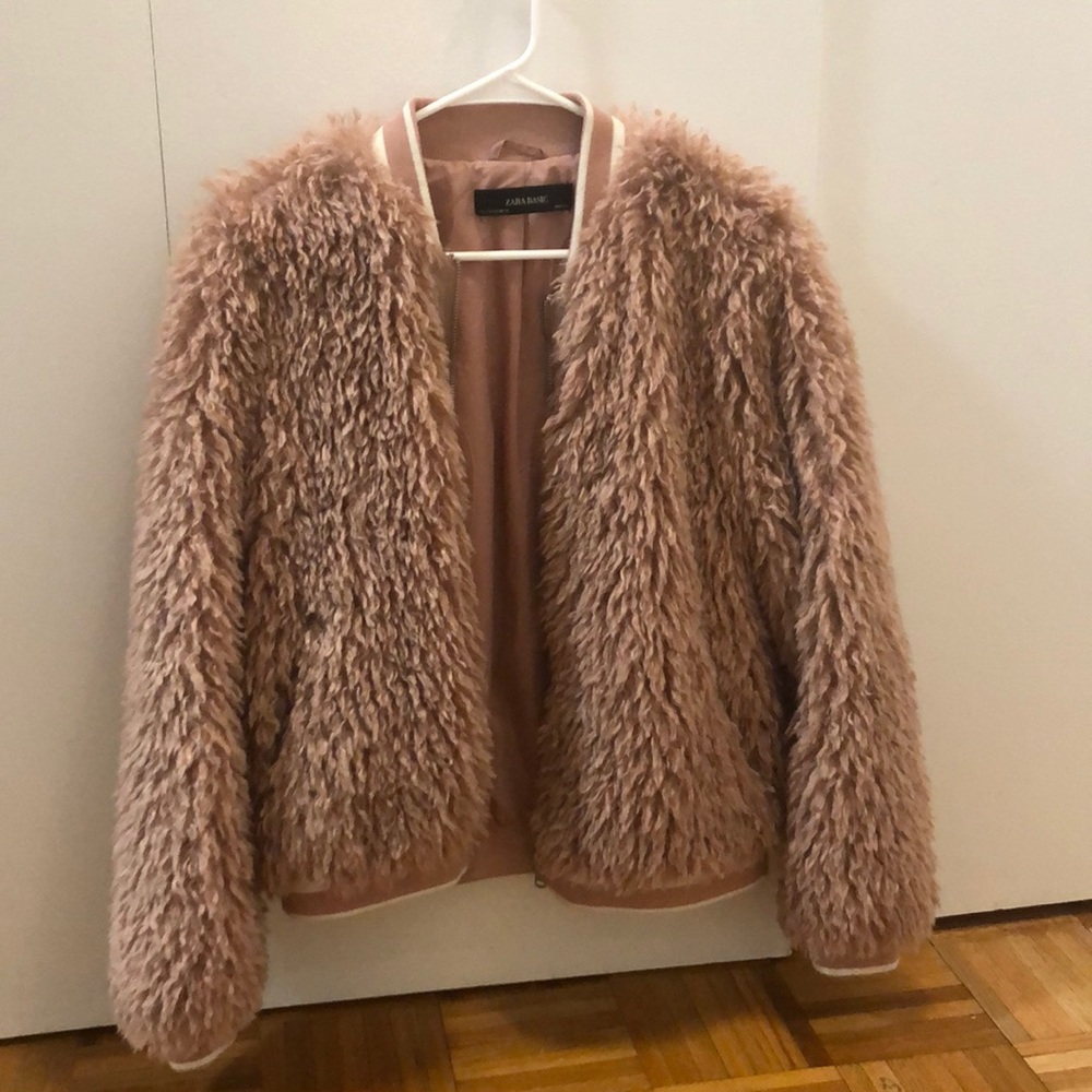 Zara furry bomber jacket